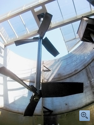 Empty basin with shaft and impellers